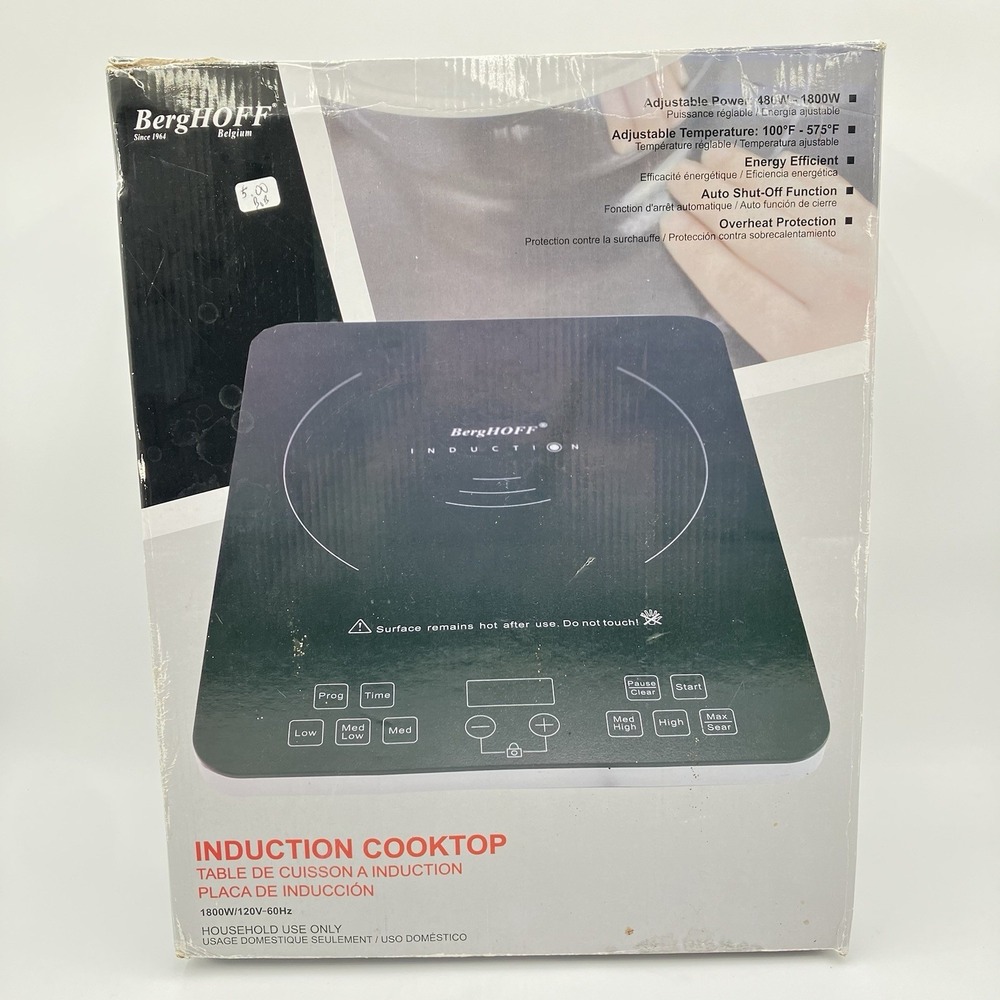 Berghoff Electric Induction Stovetop Cooktop XL Portable Adjustable Safety 1800W